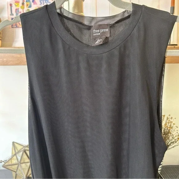 FREE PRESS Nordstrom Black Mesh Ruched Stretch Drape Layered Hem - Picture 4 of 9